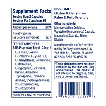 TMG Enhanced with PerfectAmino | Methylation & Homocysteine Support - BodyHealth.com LLC TMG Enhanced with PerfectAmino | Methylation & Homocysteine Support - BodyHealth.com LLC